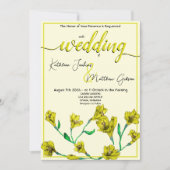 イエローフラワーの水彩ウェディング 招待状 (正面)