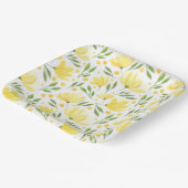 イエローフラワーの水彩デザイン バースデーシャワー ウェディング ペーパープレート (傾斜あり)