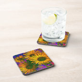 イエローフラワーアエレガントートフローラかわいらしモダン コースター (右側)