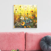 イエローフラワーアートランドスケープデザイン キャンバスプリント (インサイチュ (リビング))