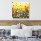 イエローフラワーアートランドスケープデザイン キャンバスプリント (インサイチュ (寝室))