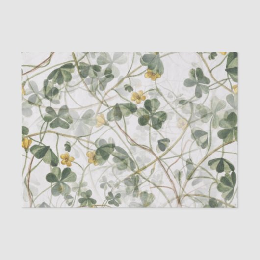 イエローフラワーグリーンクローバーフローラデコパージュ 薄葉紙 (正面)