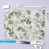 イエローフラワーグリーンクローバーフローラデコパージュ 薄葉紙 (クラフト)