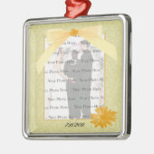 イエローフラワーシルバースクエアフォトオーナメント メタルオーナメント (左)