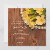イエローフラワーズアンドバーンウッドカントリーブライダルシャワー 招待状 (正面)