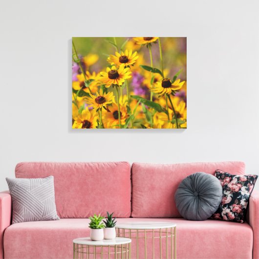 イエローフラワーズインザメドウキャンバスアートプリント キャンバスプリント (インサイチュ (リビング))