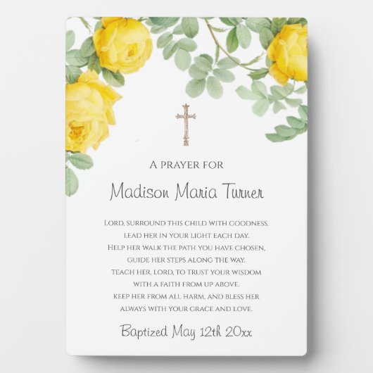 イエローフラワーズバプテスマ祈りの言葉 フォトプラーク (正面)