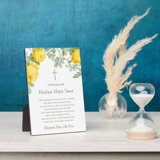 イエローフラワーズバプテスマ祈りの言葉 フォトプラーク (側面)