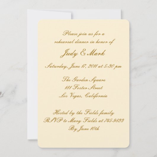 イエローフラワーズメイスンジャールリハーサルディナー招待状 招待状 (裏面)