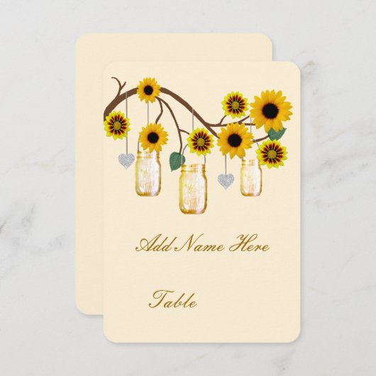 イエローフラワーズメイソンジャーステーブル座席表 招待状 (正面/裏面)