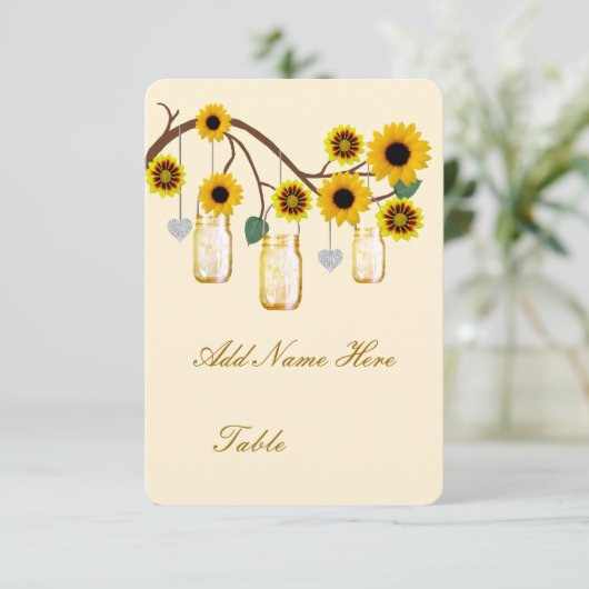 イエローフラワーズメイソンジャーステーブル座席表 招待状 (スタンド正面)