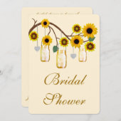 イエローフラワーズメイソンジャースブライダルシャワー招待 招待状 (正面/裏面)