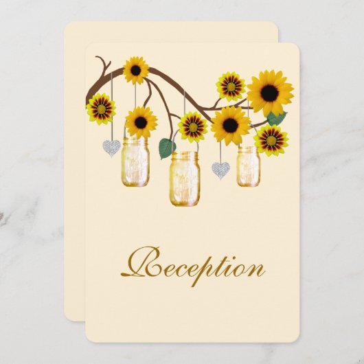 イエローフラワーズメイソンジャース披露宴カード 招待状 (正面/裏面)