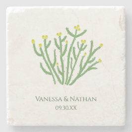 イエローフラワーチョラサボテン結婚式の引き出物 ストーンコースター