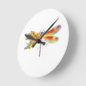 イエローフラワートンボ ラウンド壁時計 (傾斜)
