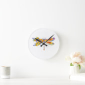 イエローフラワートンボ ラウンド壁時計 (ホーム)