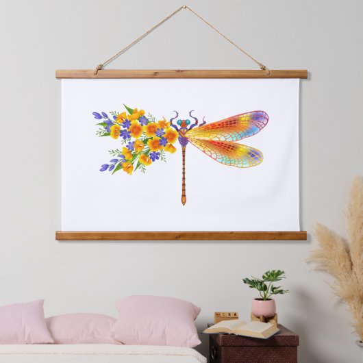 イエローフラワートンボ 吊り下げ型タペストリー (寝室)