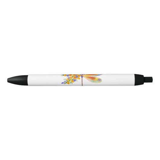 イエローフラワートンボ 黒ボールペン (正面)