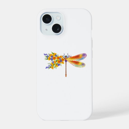 イエローフラワードラゴンフライ iPhone 15ケース (裏面)