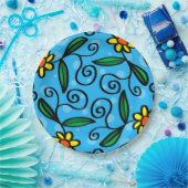 イエローフラワードードルアートデザイン紙プレート ペーパープレート (パーティー)