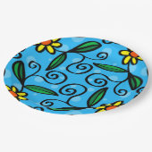 イエローフラワードードルアートデザイン紙プレート ペーパープレート (アングル)