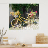 イエローフラワーバイクオンザ通り ポスター (キッチン)