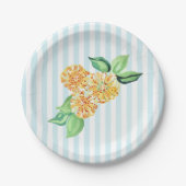 イエローフラワーブルーストライプ ペーパープレート (正面)