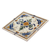 イエローフラワーブルー地中海のクリームフローラ タイル (側面)