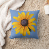イエローフラワーブルー春サマー装飾用クッション クッション (ブランケット)
