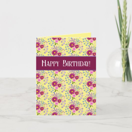 イエローフラワーブーケ誕生日カード カード (正面)