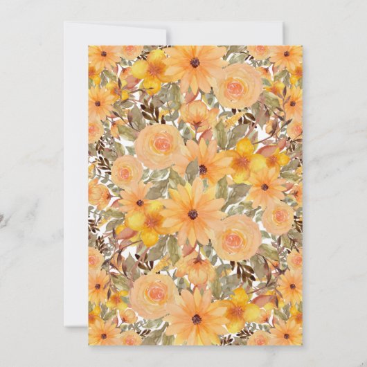 イエローフラワーベビーガールベビーシャワー招待状 招待状 (裏面)