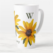 イエローフラワーモダンシンプルズブラックアイドスーザン カフェラテマグ (右アングル)