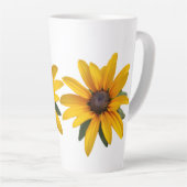 イエローフラワーモダンシンプルズブラックアイドスーザン カフェラテマグ (右アングル)