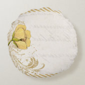 イエローフラワーラウンド装飾用クッション ラウンドクッション (裏面)