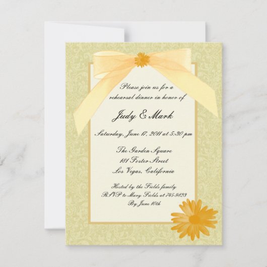イエローフラワーリハーサルディナー招待状 招待状 (正面)