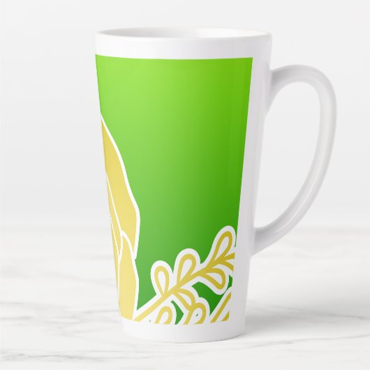 イエローフラワー抽象芸術スタイル カフェラテマグ (右)