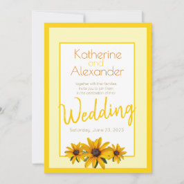 イエローフラワー春サマシンプルー結婚 招待状