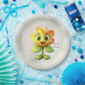 イエローフラワー紙プレート ペーパープレート (パーティー)