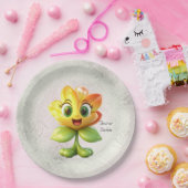 イエローフラワー紙プレート ペーパープレート (パーティー)