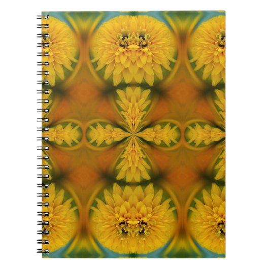 イエローフラワー花びら抽象芸術アート ノートブック (正面)
