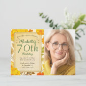 イエローフラワー ゴールド ガーデンパーティー 写真 70歳 招待状 (スタンド正面)