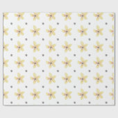 イエローフラワー&ポルカギフトラッピング紙 ラッピングペーパー (フラット)