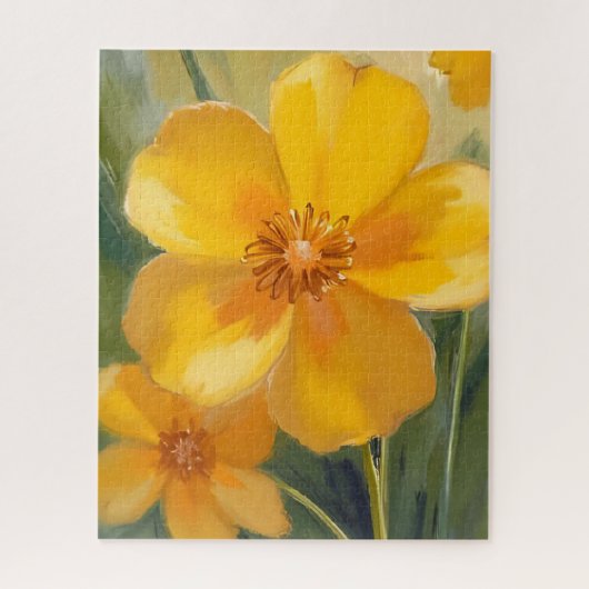 イエローフラワー 水彩 春の花 絵画 ジグソーパズル (縦)