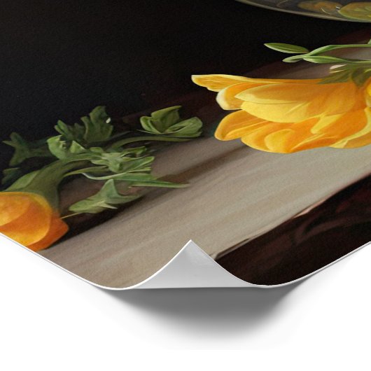 イエローフリーシアフラワーズアートプリントポスター ポスター (角)