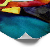 イエローフリーシア水彩画オリジナルアート花 ポスター (角)