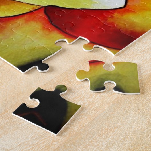 イエローフリーシア花の水の色のアート絵画ズ ジグソーパズル (側面)