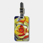イエローフリーシア花の水の色のアート絵画ズ ラゲッジタグ (正面縦)