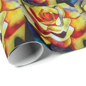 イエローフリーシア花の水の色のアート絵画ズ ラッピングペーパー (ロールコーナー)