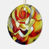 イエローフリージアの水彩画オリジナルエアーフラワー セラミックオーナメント (左)