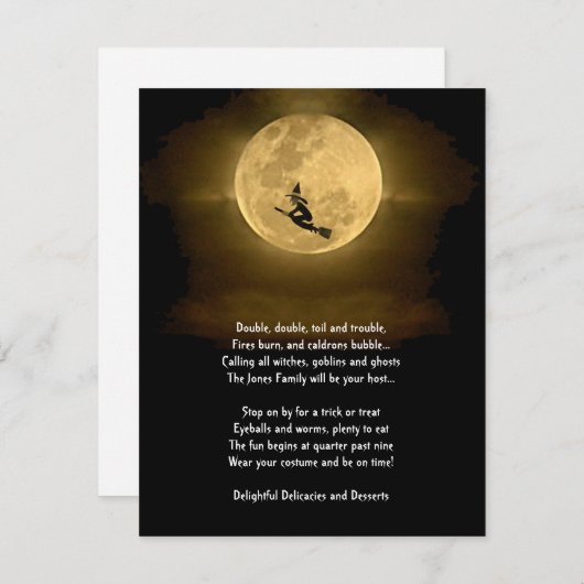 イエローフルムーンアンドウィッチハローウィンパーティ 招待状 (正面/裏面)